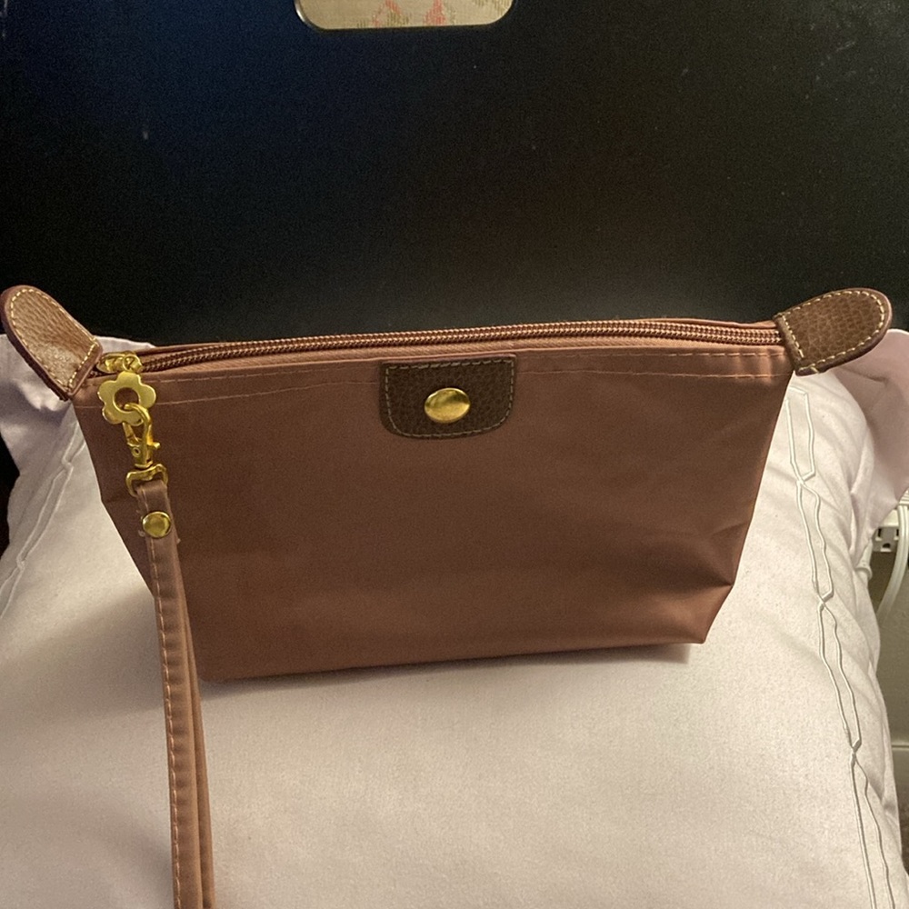 Bronze Colour Zippered Makeup Travel Bag or Wristlet